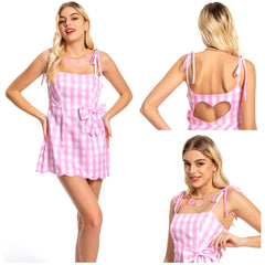 2023 Movie Margot Robbie Pink Slip Dress Outfits Cosplay Costume