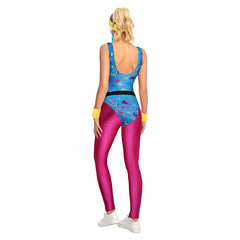 80S Retro Vintage Printed Patterned Bodysuit Women Adult Cosplay Costume Jumpsuit Outfit Halloween Carnival Suit