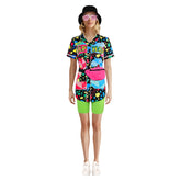 80S Hip Hop Women's Printed Baseball Shirt 7-Piece Set Cosplay Outfits Halloween Party Suit