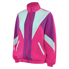 80s Retro Unisex Rose Pink Coat Sportswear Cosplay Outfits Halloween Party Suit