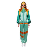 80s Disco Tracksuit for Men Women Green Retro Hip Hop Neon Clothes Outfit Set Shell Suit Cosplay Costume