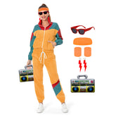 80s Women Yellow Mixed 8 Piece/Set Retro Tracksuit Cosplay Casual Street Costume Outfits Halloween Carnival Suit