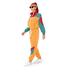 80s Women Yellow Mixed 8 Piece/Set Retro Tracksuit Cosplay Casual Street Costume Outfits Halloween Carnival Suit