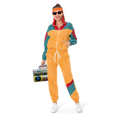 80s Women Yellow Mixed 8 Piece/Set Retro Tracksuit Cosplay Casual Street Costume Outfits Halloween Carnival Suit