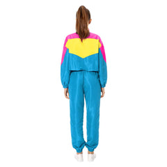 80s Adult Blue Retro Hip Hop Tracksuit Set Sportswear Cosplay Outfits Halloween Party Suit