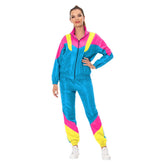 80s Adult Blue Retro Hip Hop Tracksuit Set Sportswear Cosplay Outfits Halloween Party Suit