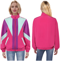 80s Retro Unisex Rose Pink Coat Sportswear Cosplay Outfits Halloween Party Suit