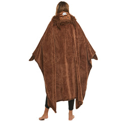 Christmas Animal Winter Hooded Poncho Sloth Penguin Yak Panda Cartoon Embroidery Double Sided Flannel Blanket