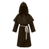 Kids Boys Medieval Monk Priest Robe Cosplay Renaissance Outfits Halloween Carnival Suit