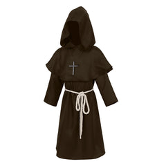 Kids Boys Medieval Monk Priest Robe Cosplay Renaissance Outfits Halloween Carnival Suit