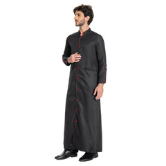 Medieval Christian Friar Priest Black Long Coat Cosplay Outfits Halloween Party Suit