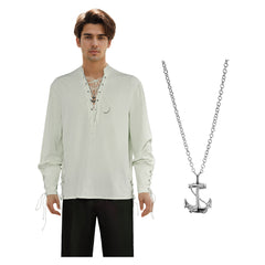 Medieval Priate Retro Men Shirt 2 Piece Set Cosplay Outfits Halloween Party Suit