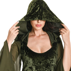 Medieval Retro Trumpet Sleeves Hooded Women Dress Halloween Cosplay Costume Fancy Carnival Outfits