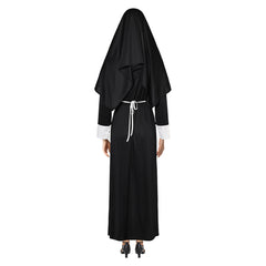 Medieval Women Nun Cosplay Robe 4 Pieces Set Halloween Church Suit