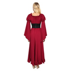 Medieval Women Red Dress 2 Piece Set Cosplay Outfits Halloween Party Suit