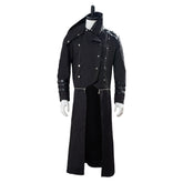 Men's Halloween Medieval Hooded Trench Coat Long Jacket Black Gothic Steampunk Costume
