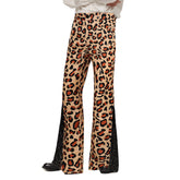Men's Leopard Print Sequin Flared Pants Disco 70S Cosplay Outfits Halloween Party Suit