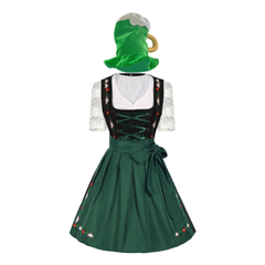 Oktoberfest Bavarian Beer Festival Clothing Women Green Dress With Apron Cosplay Costume Outfits Halloween Carnival Suit