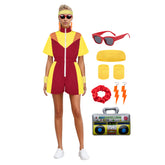 Retro 80s 90s Red and Yellow Colorblocked Vintage One Piece Sportwear Tracksuits Set Cosplay Costume Outfits Halloween Carnival Suit