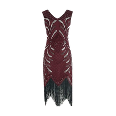 Retro 1920s Gatsby Vintage Sequin Beaded Dress Gatsby Gown Prom Dress Set Halloween Carnival Cosplay Costume