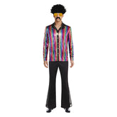 Retro 70S Disco Men Dazzling Shirt Flared Pants 6 Pieces Set Cosplay Outfits Halloween Carnival Suit