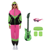 Retro 80s 6 Piece Set Pink Unisex Sportswear Cosplay Outfits Halloween Party Suit