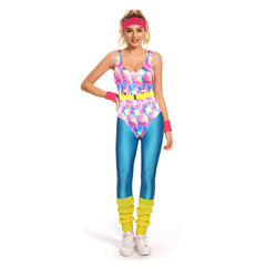 Retro 80s Color 6-Piece Set Women Bodysuit Cosplay Outfits Halloween Party Suit