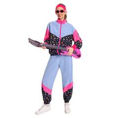 Retro 80s Unisex Blue 6 Piece Set Sportswear Cosplay Outfits Halloween Party Suit