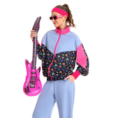 Retro 80s Unisex Blue 6 Piece Set Sportswear Cosplay Outfits Halloween Party Suit