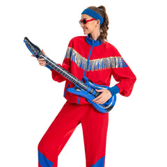 Retro 80s Unisex Sequined Red 6 Piece Set Sportswear Cosplay Outfits Halloween Party Suit