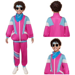 Retro Hip Hop Kids Pink Sportswear 5 Piece Set Cosplay Tracksuit Halloween Party Suit