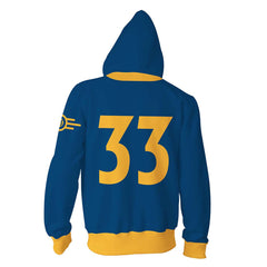 TV Fallout 2024 Vault 33 Dweller Adult Cosplay Printed Hoodie Casual Zip Up Sweatershirt