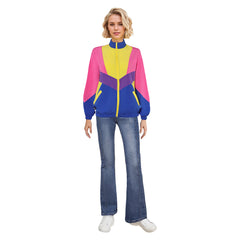 Unisex 80s Blue Color Block Coat Cosplay Outfits Halloween Party Suit