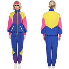 Unisex 80s Blue Retro Sportswear 5 Piece Set Cosplay Outfits Halloween Party Suit
