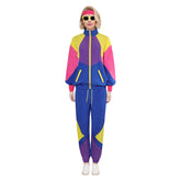 Unisex 80s Blue Retro Sportswear 5 Piece Set Cosplay Outfits Halloween Party Suit