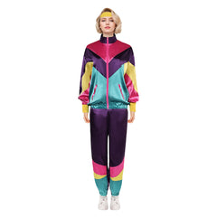 Unisex 80s Purple Sportswear 4 Piece Set Cosplay Outfits Halloween Party Suit