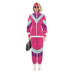 Unisex 80s Rose Pink Sportswear 6 Piece Set Cosplay Outfits Halloween Party Suit
