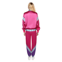 Unisex 80s Rose Red Sportswear 5 Piece Set Cosplay Outfits Halloween Party Suit
