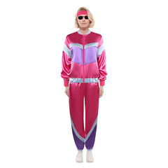 Unisex 80s Rose Red Sportswear 5 Piece Set Cosplay Outfits Halloween Party Suit