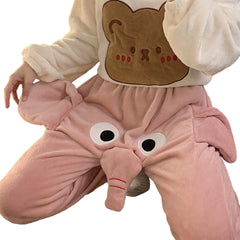 Valentine's Day Winter 3D Cute Weird Elephant Pants Loose Couple Casual Sleeping Pants Pajamas