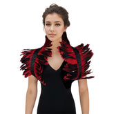 Women Colorful Feather Cape Shawl Ribbons Set Halloween Cosplay Costume Accessories
