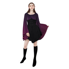 Women Elf Renaissance Purple Dress 7 Piece Set Cosplay Outfits Halloween Retro Party Suit