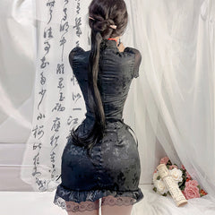 Women Split Cheongsam 2 Pieces Set Cosplay Costume Halloween Carnival Suit