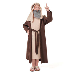 Arab Kids Boys Brown Robe 3 Piece Set Cosplay Costume Outfits Halloween Party Suit