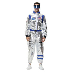 Astronaut Adult Men Shiny Jumpsuit Belt Set Cosplay Outfits Halloween Party Suit