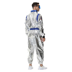 Astronaut Adult Men Shiny Jumpsuit Belt Set Cosplay Outfits Halloween Party Suit