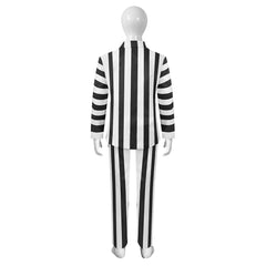 Beetle Juice Kids Children Black White Stripe Suit Uniform Cosplay Costume Outfits Halloween Carnival Suit