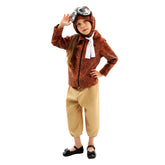 Brown Pilot Cosplay Costume Outfits For Kids Girls Halloween 2024 Carnival Suit