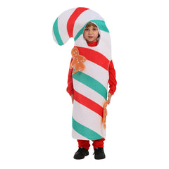 Children Christmas Candy Clothing Gingerbread Man Cosplay Halloween Carnival Costume