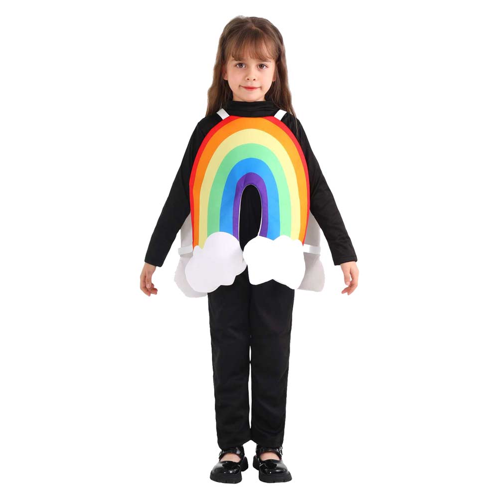 Children Rainbow Outfits Cosplay Costume Halloween Party Suit